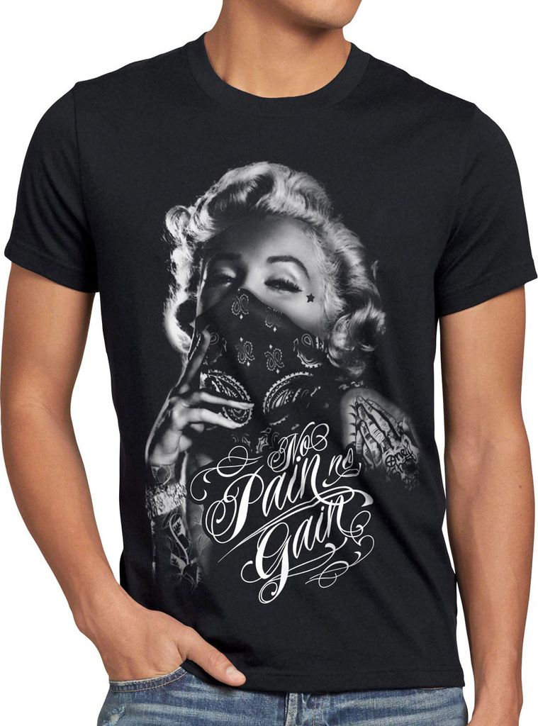 style3 Marilyn Tattoo No Pain Herren T-Shirt rock tätowiert biker usa