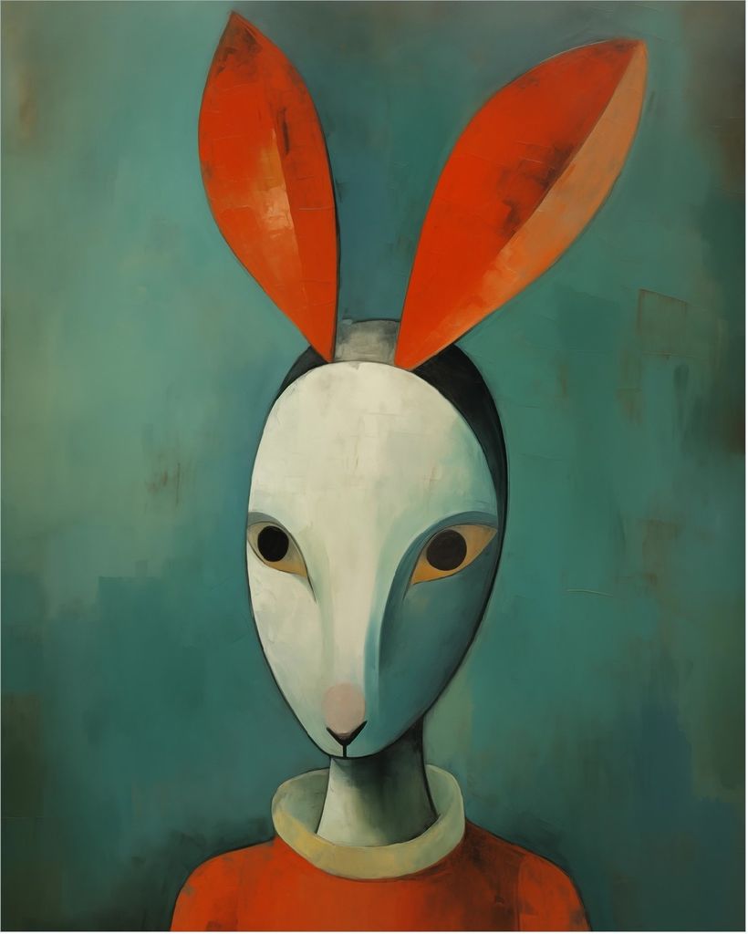 Wallario Poster - Das Hasenporträt, Kunstdruck Größe: 40 x 50 cm