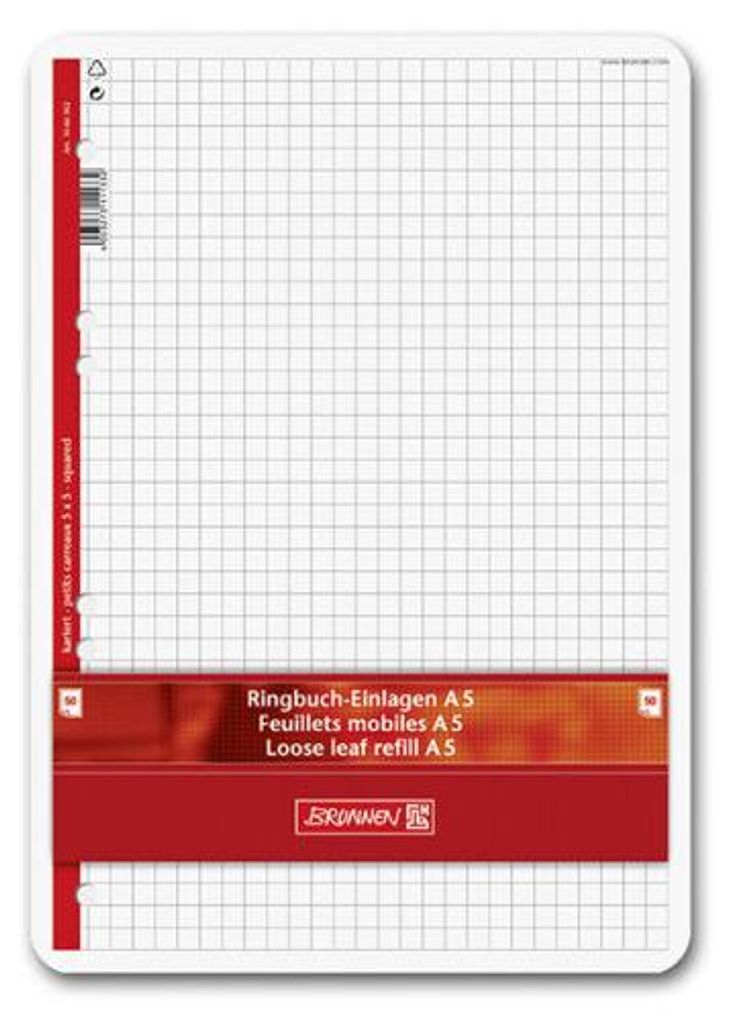 BRUNNEN 1066302 Inserti per raccoglitori ad anelli A5 a Immagine del prodotto 