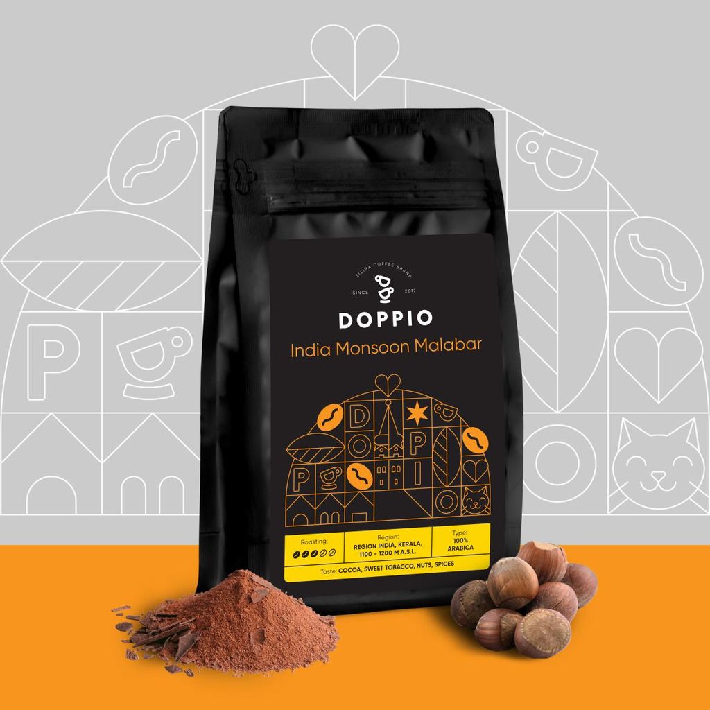 Kaffeebohnen DOPPIO Indien Monsooned Malabar A 1000g