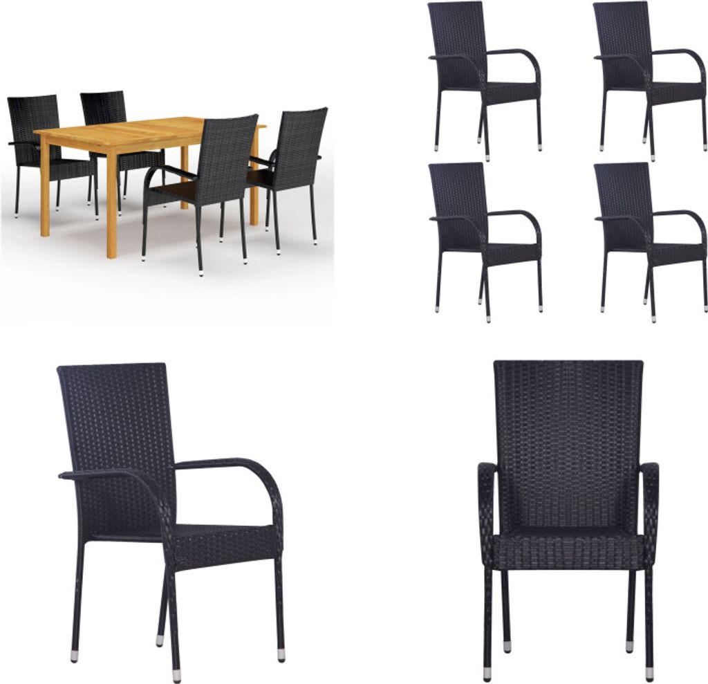 vidaXL 5 tlg. Garten Essgruppe Schwarz - Garten-Essgruppe - Garten-Essgruppen - Gartenmöbel - Gartenmöbel Set