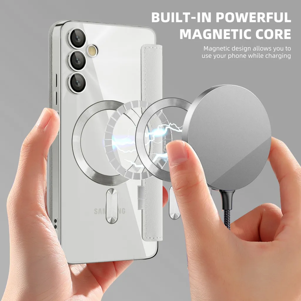 Cover Samsung A05S Anti-Caduta con Portacarte e MagSafe Argento - 3