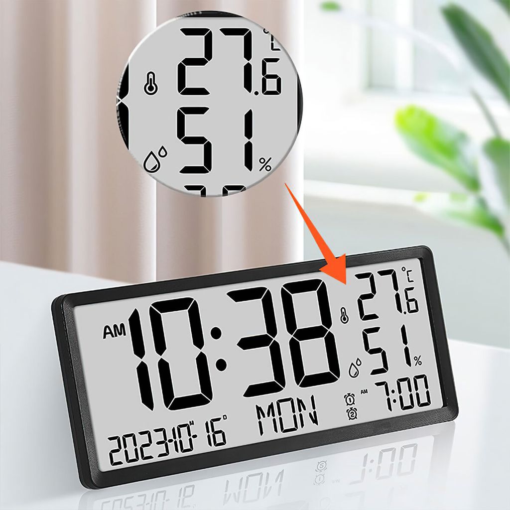 Wanduhr LCD Wanduhr,Multifunktionale Großbild Uhr mit Produktbild 5