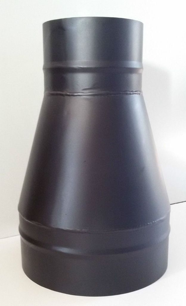 Schwarze Reduzierung für Rauchrohr - Durchmesser 120 F für schwarzes/Edelstahlrohr / 130 M für schwarzes Rohr mm