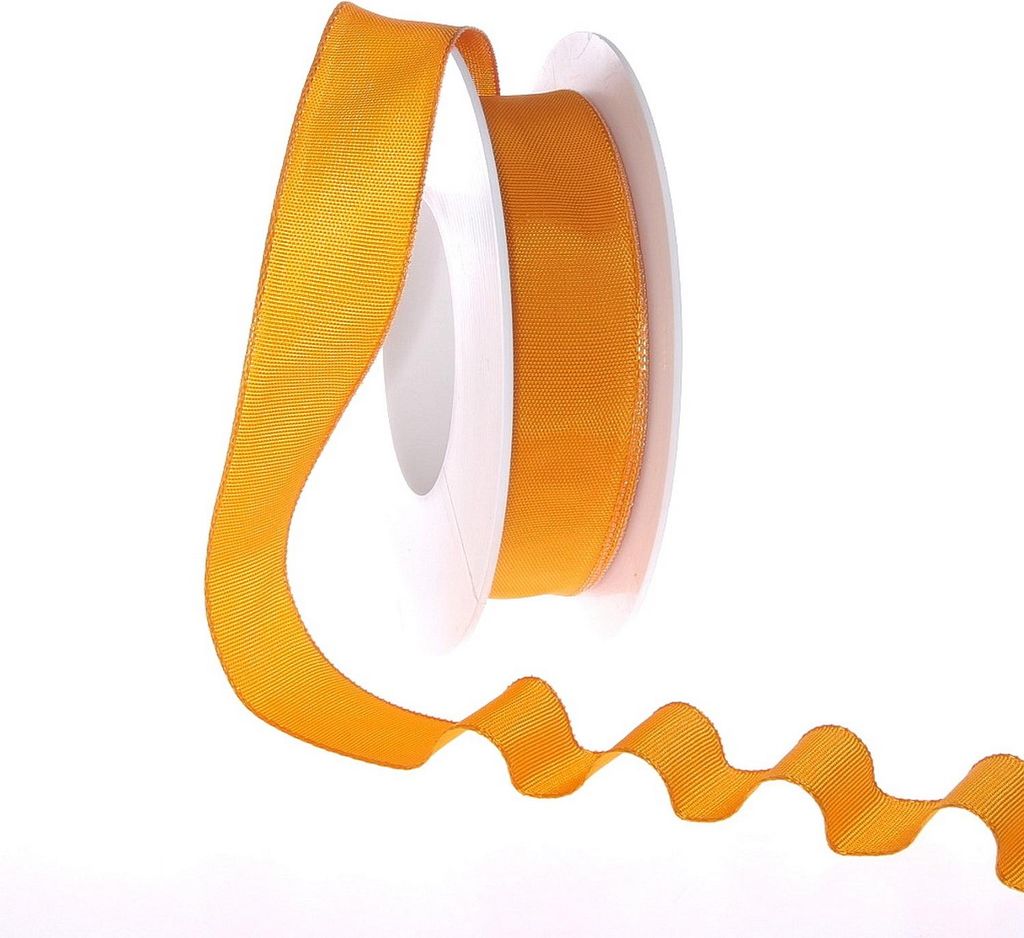 Taftband mit Drahtkante - Orange - schmal - Geschenkband - Dekoband - Schleifenband - ca. 25 mm Breite - 25 m Länge - 3330-25-25-850