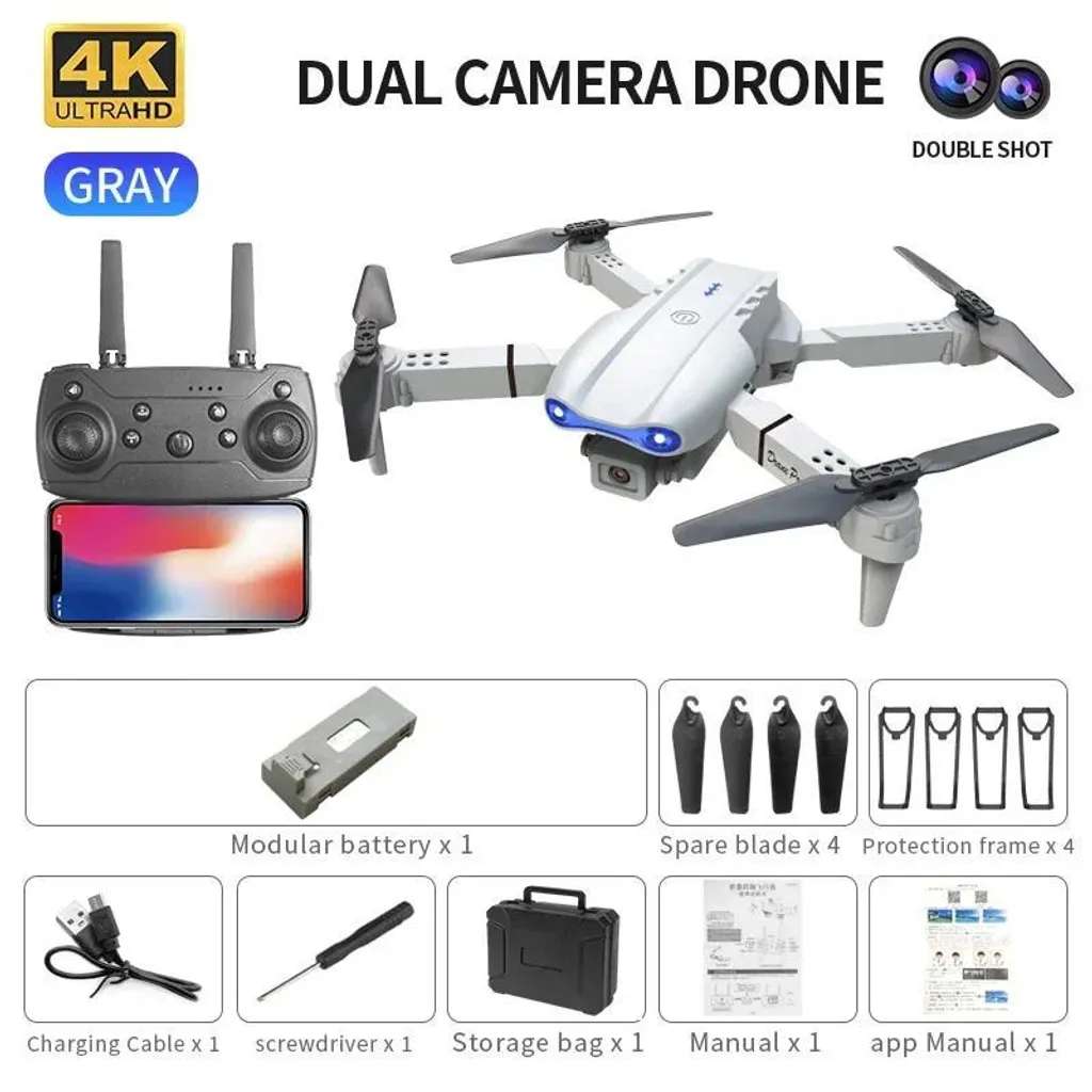 Drone 4K UHD E99 Pro - Maintien Altitude et Retour Wi-Fi FPV - 150g