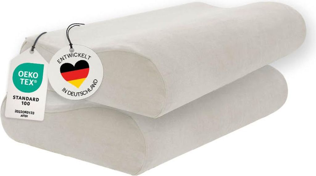2er Set Kissenbezüge für Orthopädisches Nackenkissen BEIGE/OFFWHITE, 30 x 60 cm, weich & hautfreundlich, verdeckter Reißverschluss, CASIMUM
