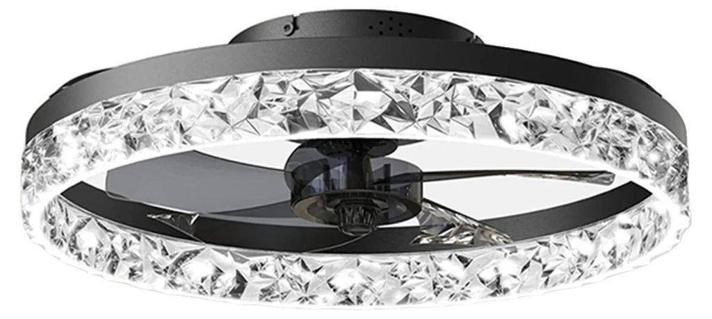 Stropní ventilátor, LED osvětlení, dálkové ovládání, černý Obrázek produktu 