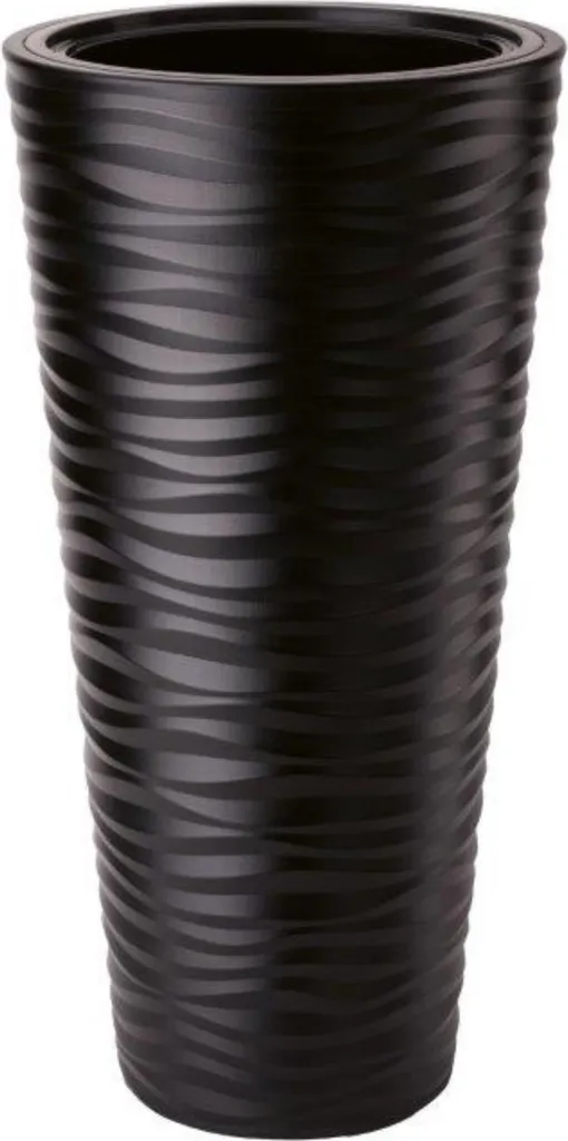 Pot de fleurs Sahara Dunes Slim 30 Noir pour balcon et terrasse design
