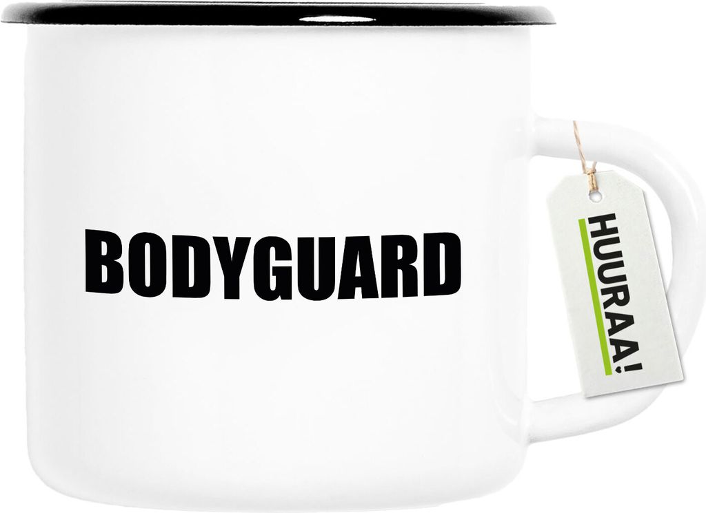 Huuraa Emaille Tasse Bodyguard Schriftzug 300ml Vintage Produktbild 