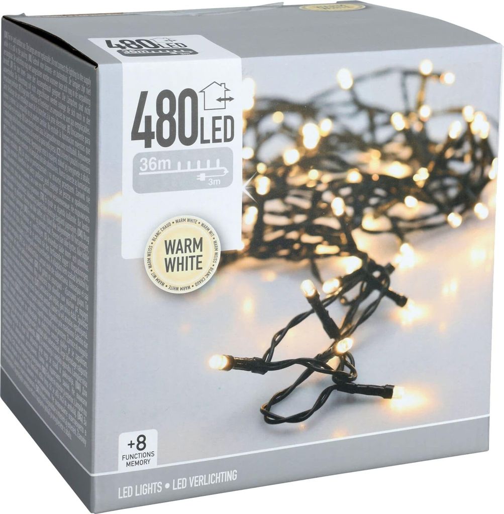 Svetlo vianočné 480 LED teplé biele, 36 m, s časovačom, s Obrázok produktu 