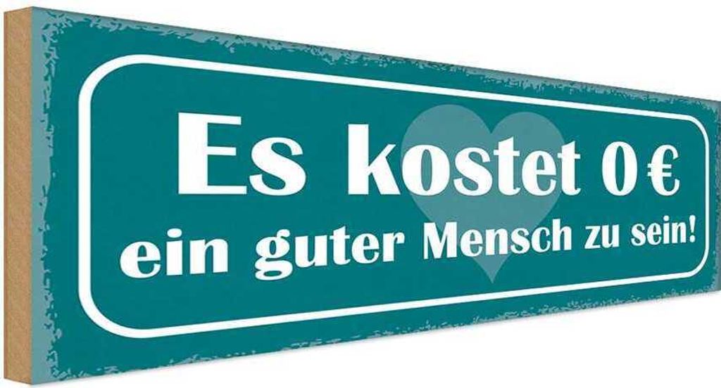 vianmo Holzschild 10x27 cm kostet 0€ guter Mensch zu sein Dekoration