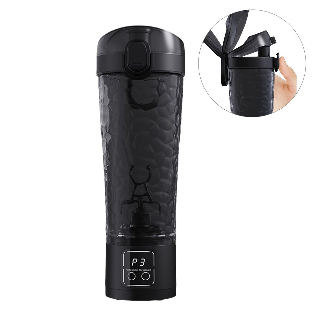 700ml Automatischer Mixer, Protein Shaker elektrischer, LCD Display, einstellbares Getriebe, auslaufsicher und sturzsicher, Schwarz