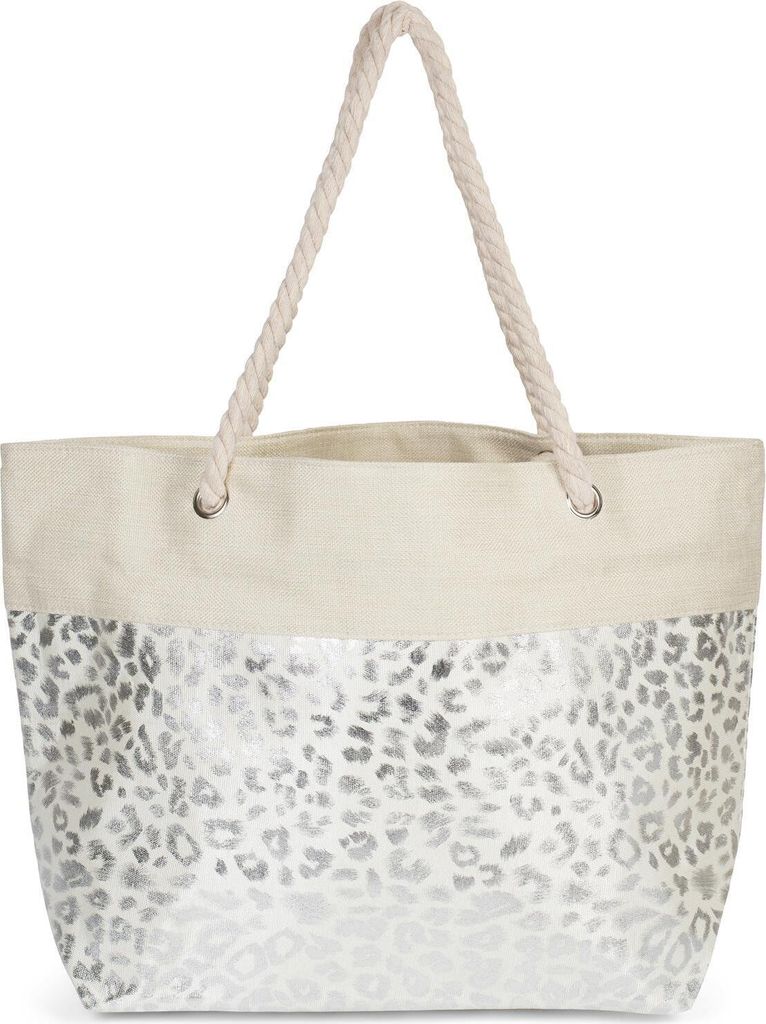 styleBREAKER Damen XXL Strandtasche mit Metallic Leoparden Produktbild