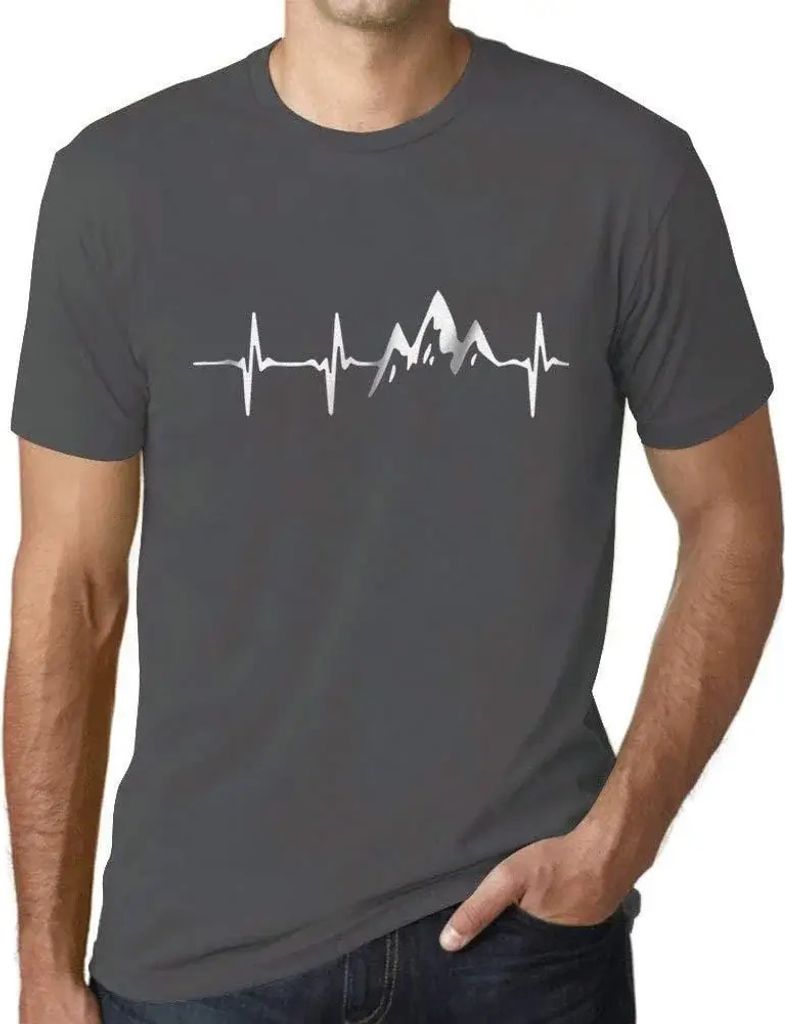 Herren Grafik T-Shirt Herzklopfen im Gebirge – Mountain Heartbeat – Öko-Verantwortlich Vintage Jahrgang Kurzarm Lustige Druck Geburtstag Gesch...