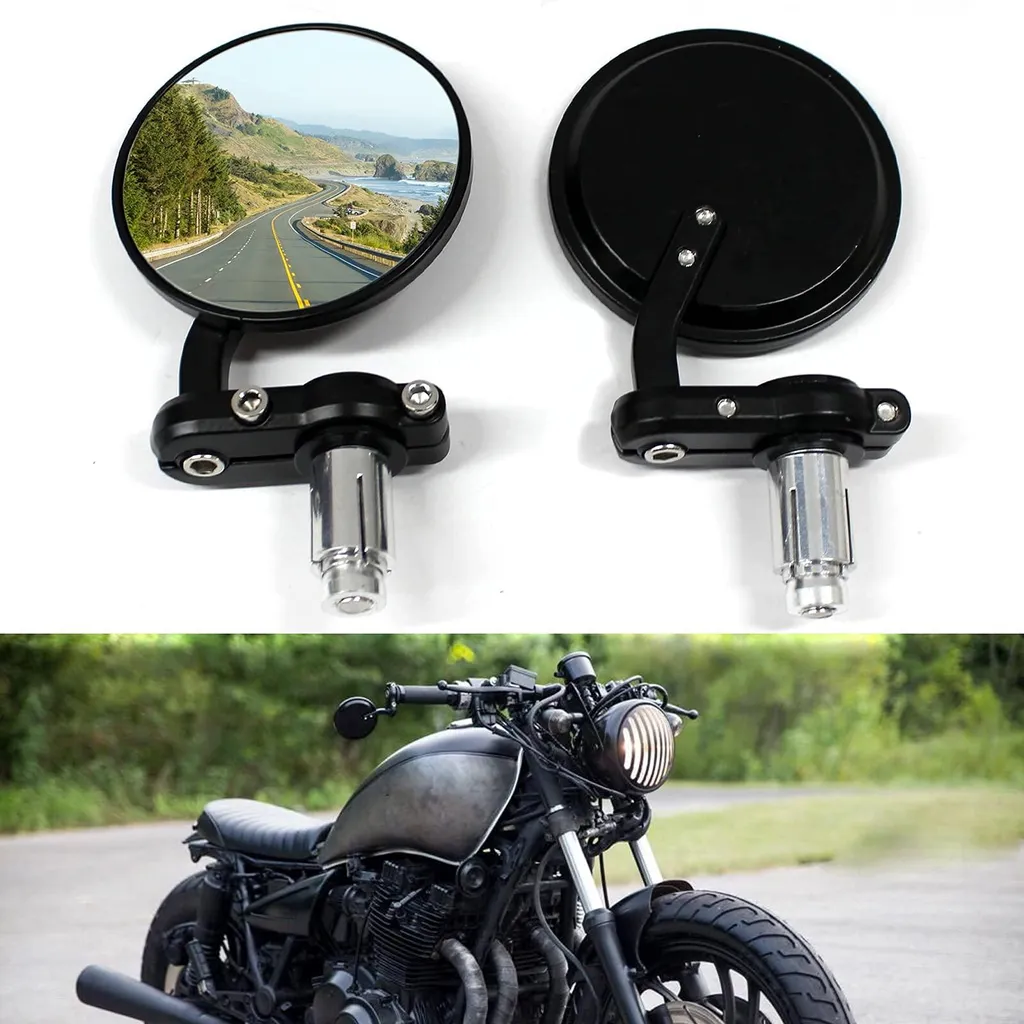 Rétroviseurs moto ronds 22mm universels en alu noir pour guidon 7/8