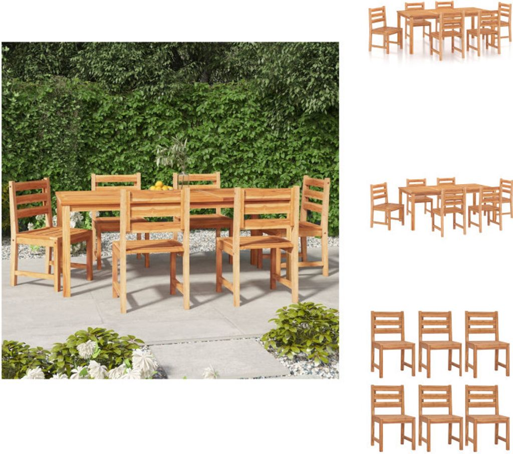 vidaXL 7-tlg. Garten-Essgruppe Massivholz Teak - Gartenmöbel-Sets