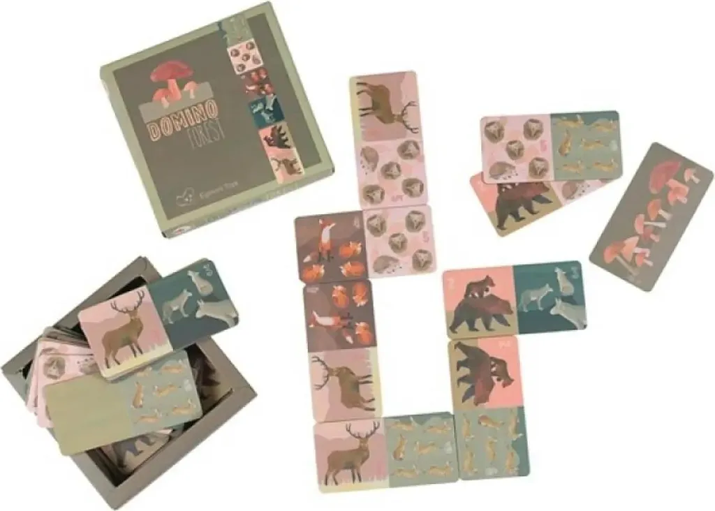 Jeu de dominos classique en bois pour enfant - Coffret 18x18x4 cm