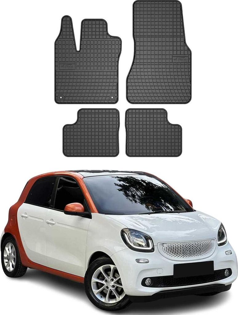 2014-2020 Smart Forfour Fußmatten Gummi Schwarz 4 tlg