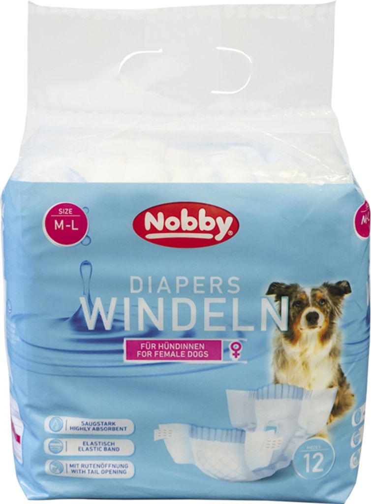Nobby Windeln f. Hündinnen 12 St.; M-L ; 36 - 52 cm Produktbild 