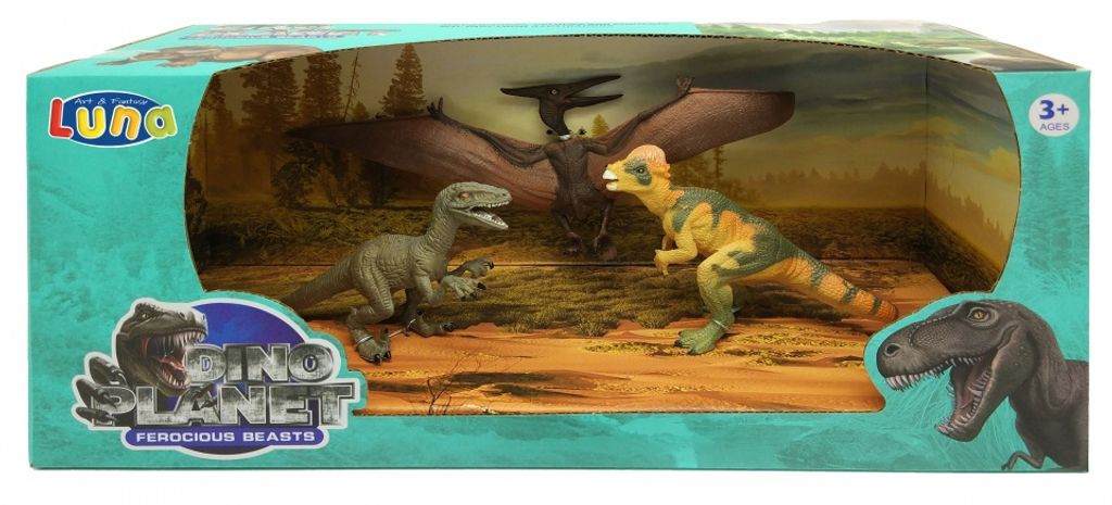 spielset Dinosaurier 3-teilig 31 cm mehrfarbig