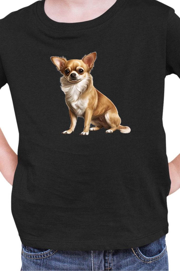 Kinder T-Shirt Dogs Breeds Chihuahua Dog Breed 006, 12-13 Jahr - 152 / Schwarz