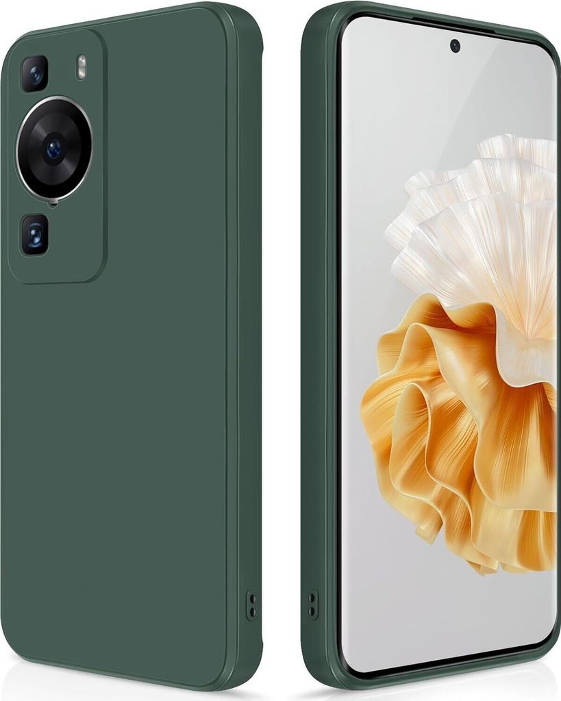 Silikon Hülle für Huawei P60 Pro Flüssigsilikon Dünn Gel Gummi Matt Kratzfeste Schutzhülle Nachtgrün