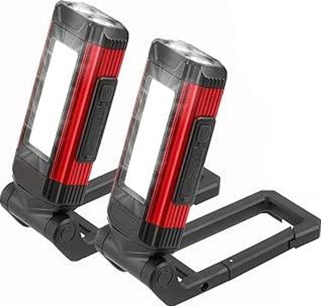 2 Stück Arbeitsleuchte LED Akku,Werkstattlampe,Taschenlampe mit Magnet,5 Beleuchtungsmodi,360° Drehbar Magnetlampe,IPX6 Wasserdicht,für Auto KFZ...