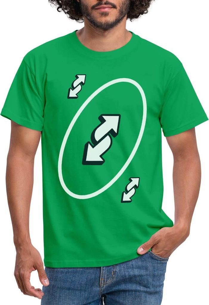 Spreadshirt UNO Karten Kostüm Richtungswechsel-Karte Karneval Männer T-Shirt, 4XL, Kelly Green