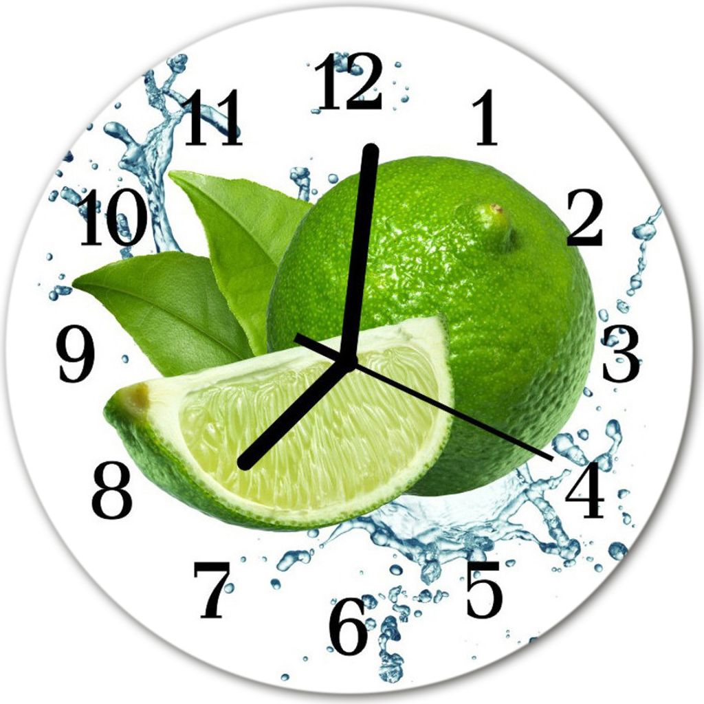 Glasuhr Wanduhr Küchenuhr Echt-Glas 30fi cm Limette grün Produktbild 