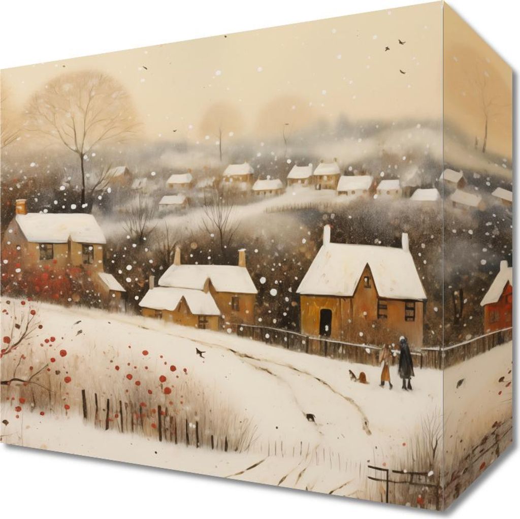 Bild 20x20cm Dorf Eingehüllt in Schnee