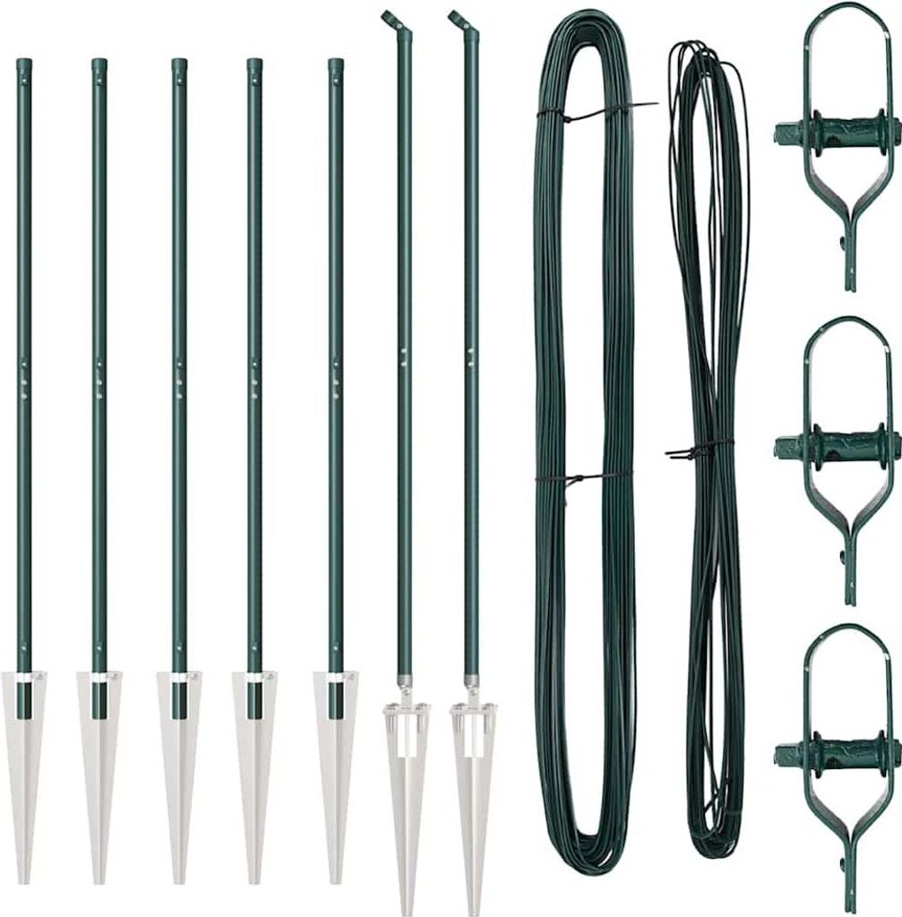 vidaXL Zaunpfosten 7 pcs Grün Stahl