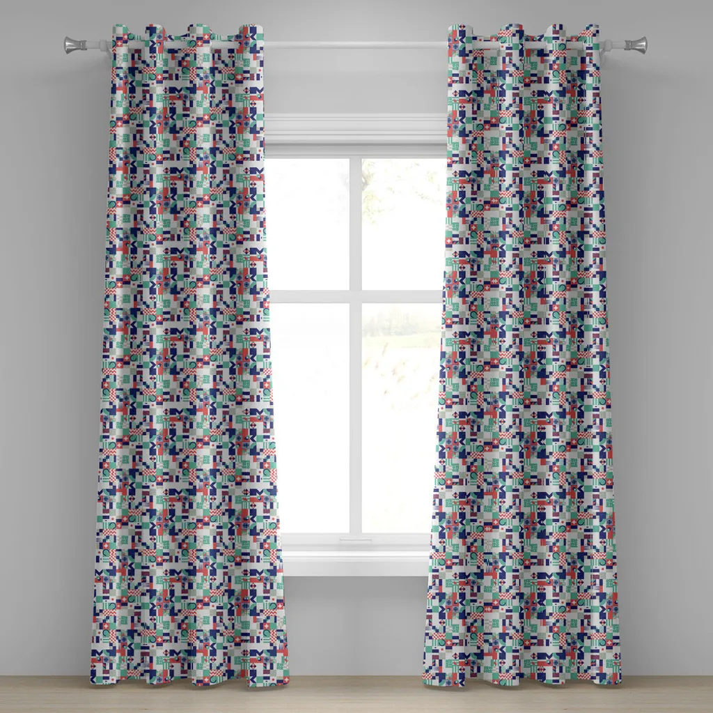 Rideau violet et corail à motifs funky en tissu haute qualité 280 x 175 cm