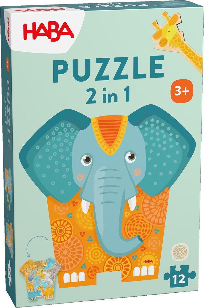 HABA Puzzle 2-in-1 – Elephant, 12 Stück(e), Tiere, 3 Produktbild 