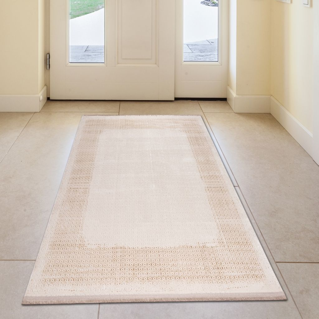 Glänzender eleganter Teppich in beige Größe - 80 x 150 cm