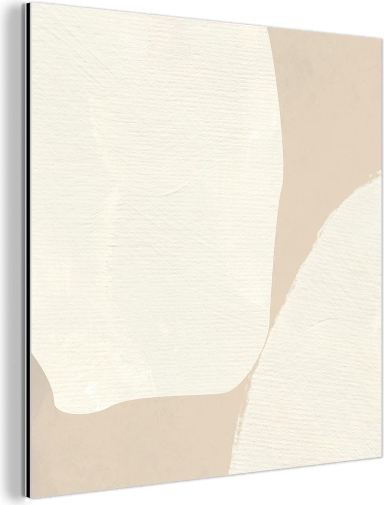 MuchoWow Wanddekoration Metall Metallbild Wandkunst 20x20 cm Beige - Abstrakt - Modern MuchoWow Aluminium Gemälde - Alu Dibond Bilder