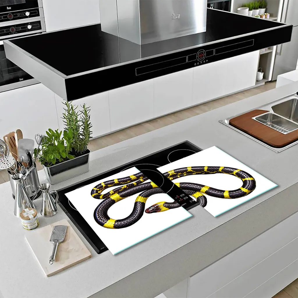 Copri Fornelli in Vetro Artistico 2 Pezzi 40x52 - Tema Animali Vivi - 12