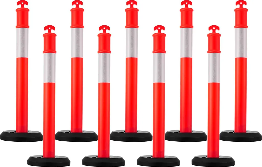 Poteau d'Avertissement de Chantier Rouge 114 cm - Barrière de Parking