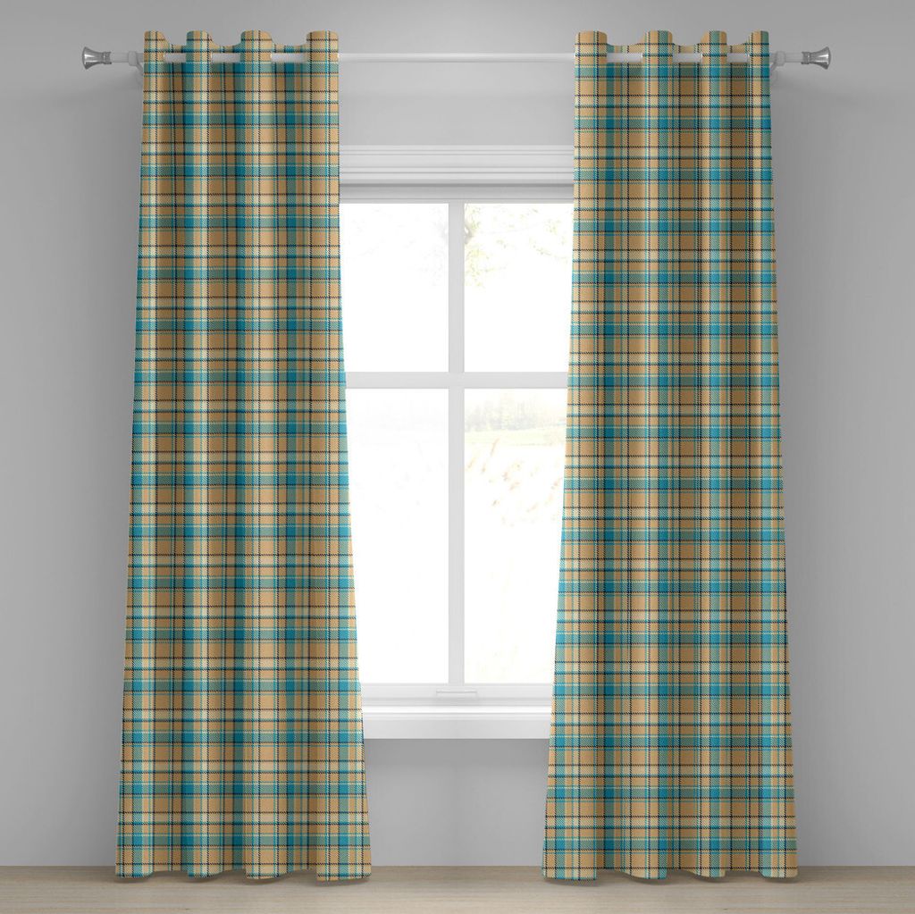 ABAKUHAUS Kariert Ösenvorhang, Zickzack-gemusterte Linien alte keltische Kultur inspiriert Mode, Dekorative 2-Panel-Fenstervorhänge, 280 cm x 225...