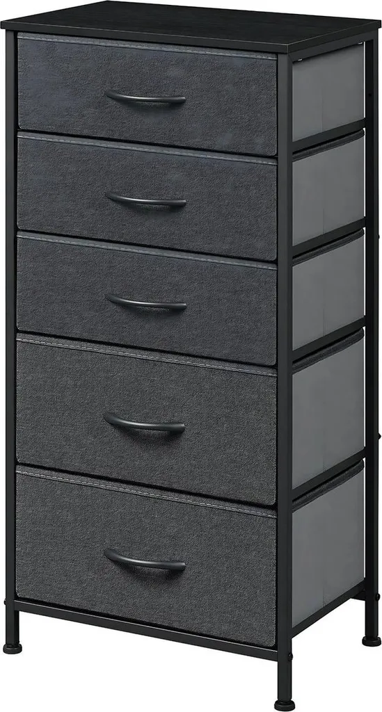 Cassettiera Stretta Happiq 5 Cassetti in Tessuto - Grigio Scuro