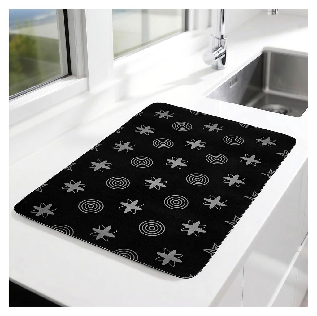 Spülmatte 30x40 cm – Wasserabsorbierende Küchenmatte, rutschfeste Abtropfmatte für Spüle & Arbeitsfläche, Schnell Trocknend & Waschbar, Schw...