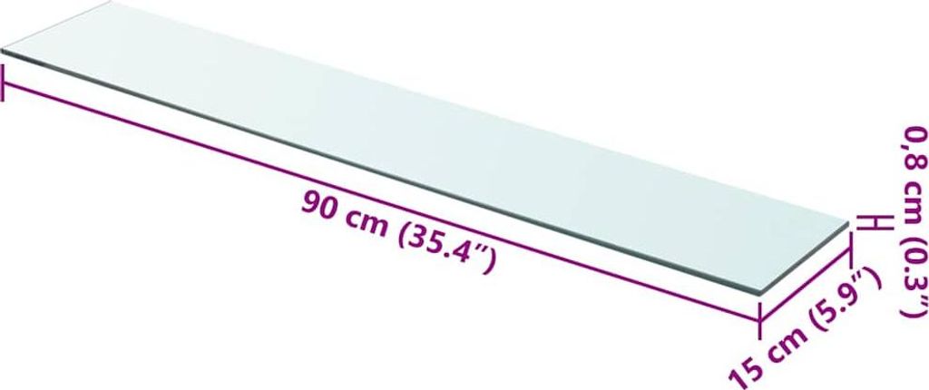 vidaXL Scaffale in vetro trasparente 90x15 cm Immagine del prodotto 