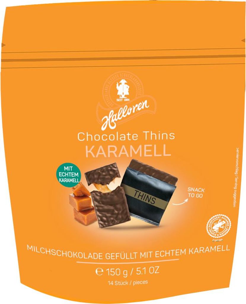 Halloren Chocolate Thins Caramel 150g Produktbild 