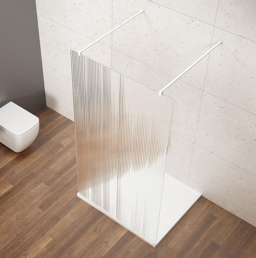Gelco VARIO WHITE Walk-In Duschwand, freistehend, Nordic Glas, 1400 mm