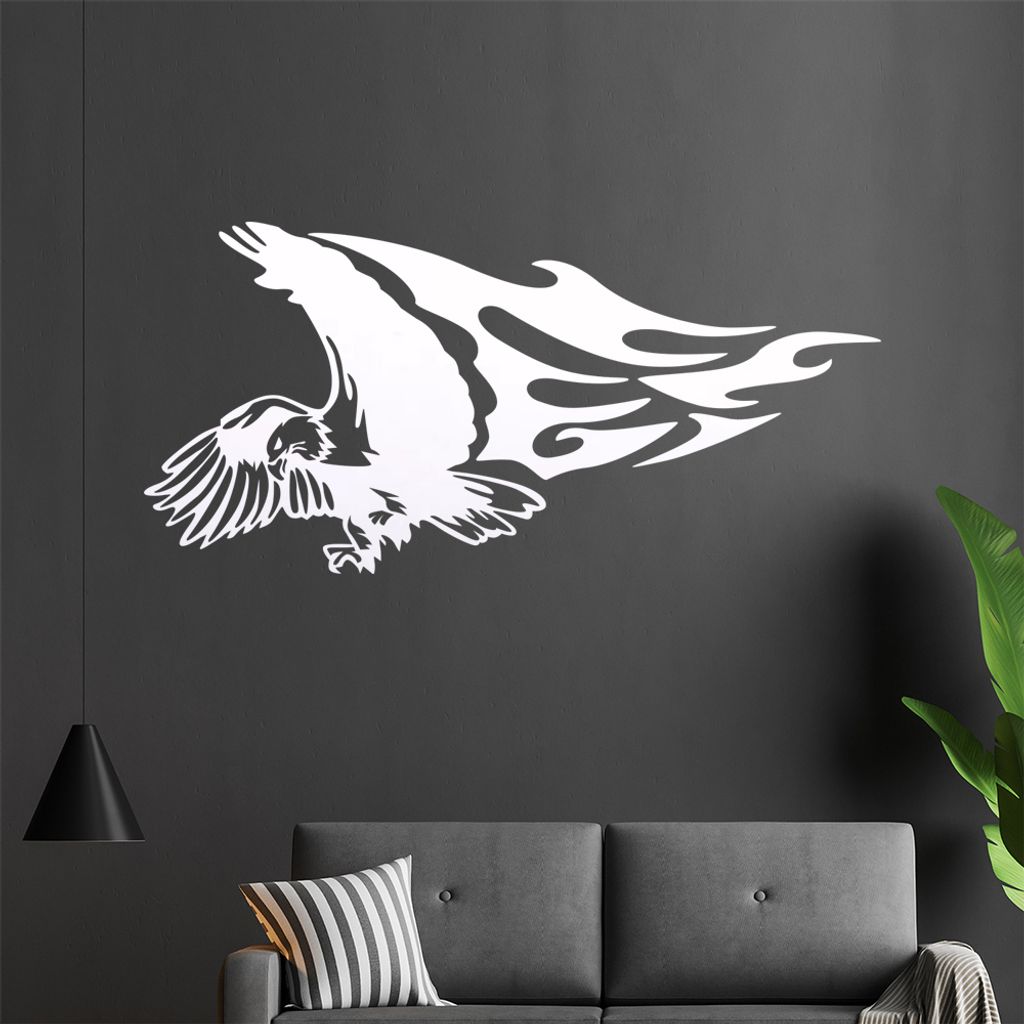 Flammen Adler Wandtattoo in 6 Größen - Wandaufkleber Wall Sticker - Dekoration, Küche, Wohnzimmer, Schlafzimmer, Badezimmer