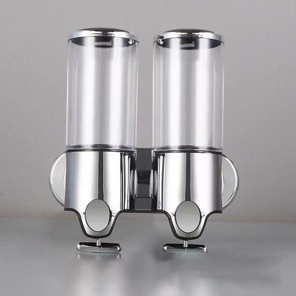 (transparent) 500 ml x 2 Seifenspender zur Wandmontage, Doppelkopf-Handseifenspender, Flüssig-Duschgel-Shampoo-Spender für Küche, Badezimmer, Hotel