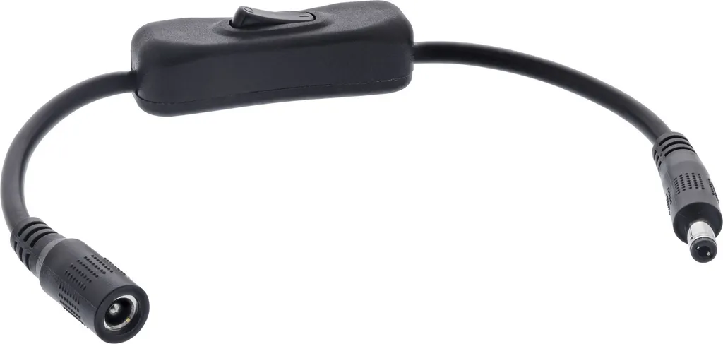 Câble DC InLine 5,5x2,5mm AWG 18 robuste avec interrupteur noir 20cm