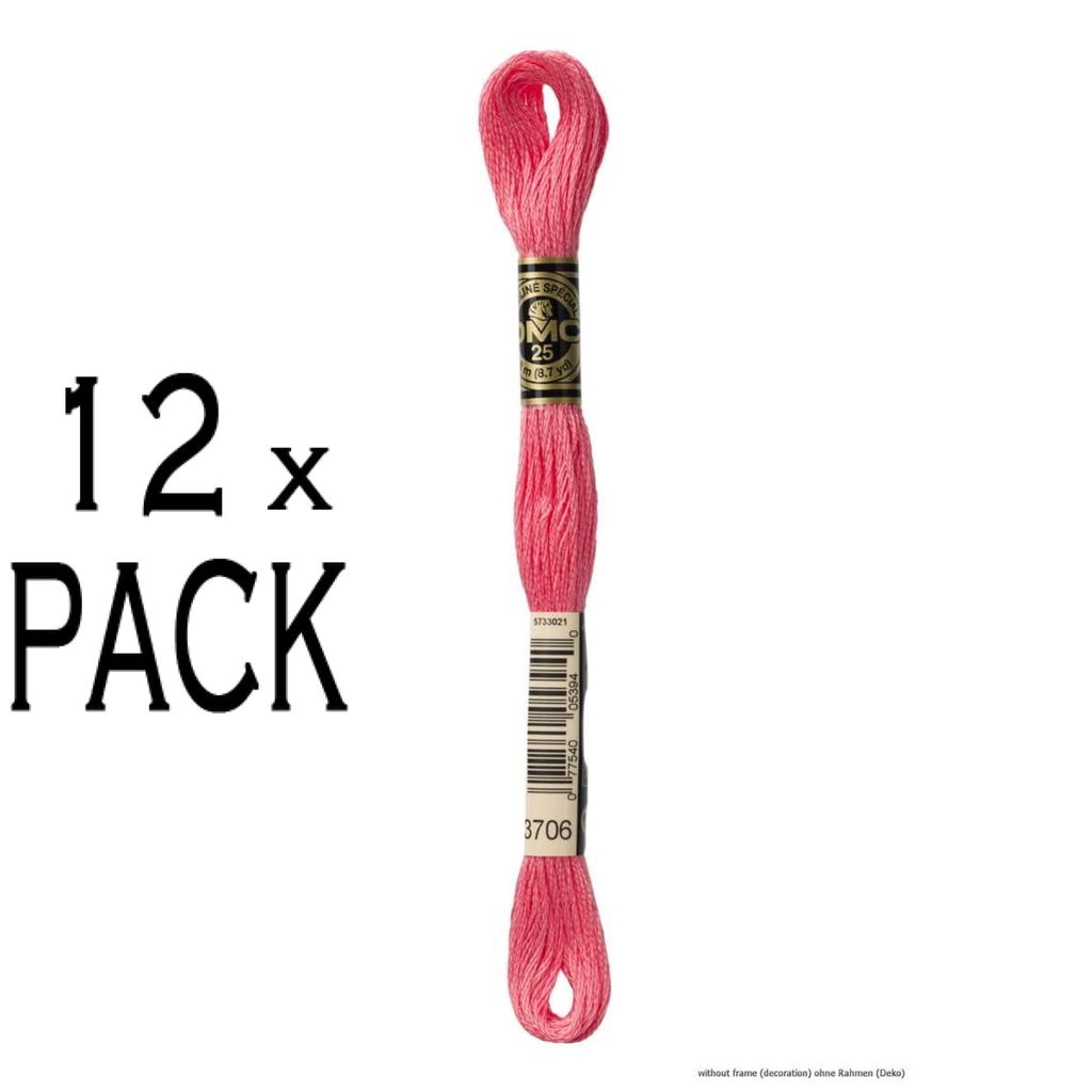 12x DMC Stickgarn Mouline Special 117MC -3706, 6-fädig, 8m, VPE