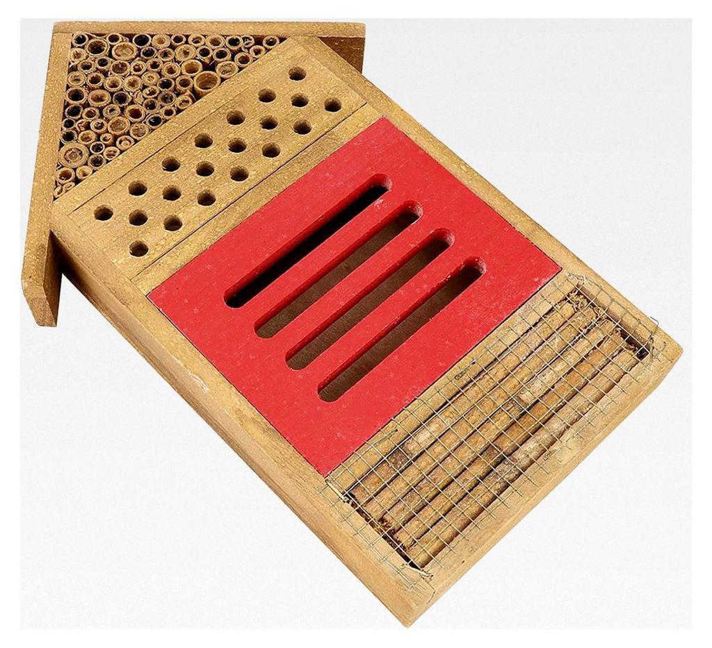 Bienenhaus aus Holz für Insekten zur Gartendekoration aus Platanenholz 7,7 x 1,5 x 11 Zoll