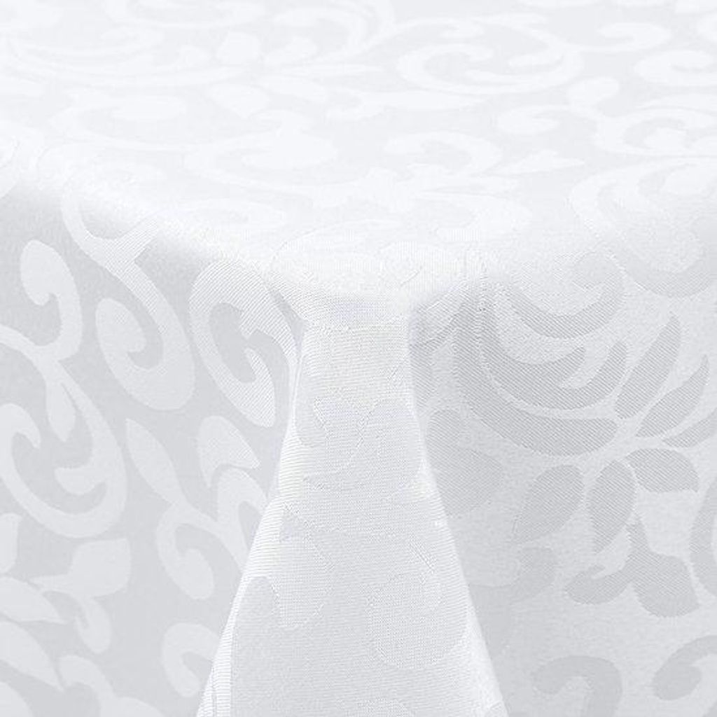 Polyester Tafelkleed Rechthoekig 130x160cm Jacquard Jacquard Tafellinnen Ornamenten, Wasbar, Reinigungsschutz, Weiss
